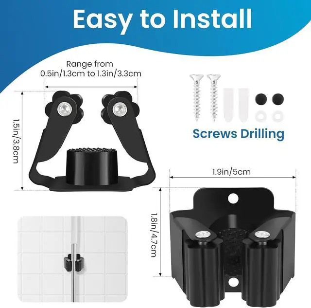 Alt view image 2 of 7 - Broom Holder Wall Mount, 24PCS Broom Hanger Wall Mount, Stainless Steel Heavy Duty Mop Holder Broom Mop Hanger Wall with Screws, Garden Outdoor Tool Organizer Rack Broom Hanger (Black)