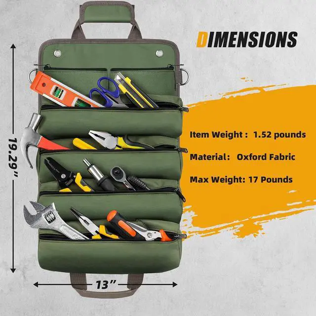 Alt view image 3 of 6 - Tool Bag Roll Up, UUP Heavy Duty Portable Soft Tool Storage Gifts for Men