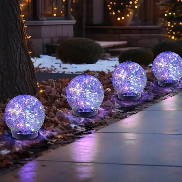 Main image of MLKNK Solar Globe Lights Outdoor Waterproof-Solar Balls-Solar Garden Lights-Orbs for Outside 4 Pack Cracked Glass Ball for Lawn Patio Yard Backyard Decorations