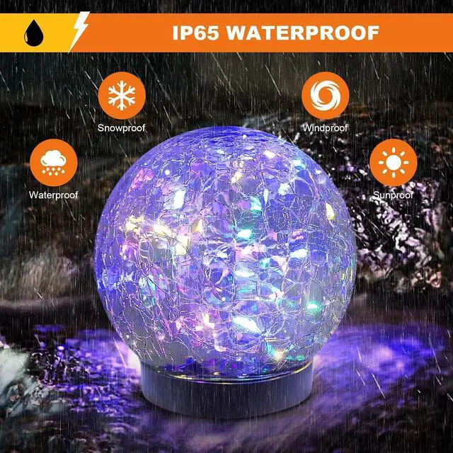 Alt view image 2 of 7 - MLKNK Solar Globe Lights Outdoor Waterproof-Solar Balls-Solar Garden Lights-Orbs for Outside 4 Pack Cracked Glass Ball for Lawn Patio Yard Backyard Decorations