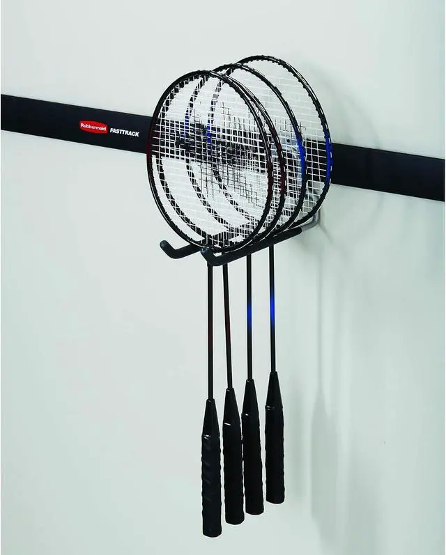 Alt view image 4 of 6 - Rubbermaid FastTrack Rail Garage Organization Multi-Purpose Hook 50 lbs Capacity SatinNickel Wall Mounted Storage System Direct Mount into FastTrack GarageRail for Home/Garage Organization (Pack of 2)
