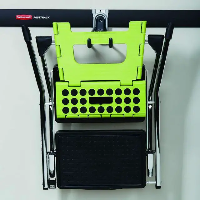 Alt view image 6 of 6 - Rubbermaid FastTrack Rail Garage Organization Multi-Purpose Hook 50 lbs Capacity SatinNickel Wall Mounted Storage System Direct Mount into FastTrack GarageRail for Home/Garage Organization (Pack of 2)