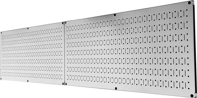 Alt view image 3 of 7 - Wall Control Pegboard Rack Garage Storage Galvanized Steel Horizontal Peg Board Pack - Two 32-Inch x 16-Inch Shiny Metallic Metal WallBoard Tool Organization Panels