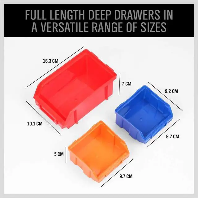 Alt view image 3 of 7 - SEDY 30-Bin Wall-Mounted Storage Rack System - Heavy-Duty Garage Tool Organizer for Screws, Nuts, Bolts, Nails, Beads, and Small Hardware Parts - Easy Installation and Customizable