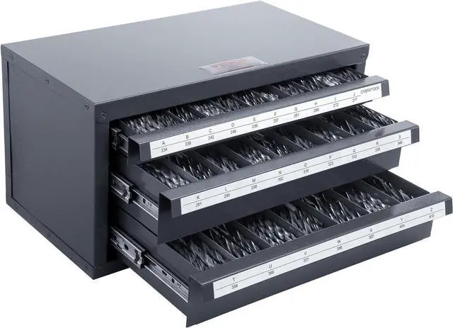 Main image of VEVOR Drill Bit Dispenser Cabinet, Three-Drawer Drill Bit Dispenser, Drill Bit Organizer Cabinet Cold Rolled Steel, 27-Compartment Drill Dispenser Organizer Cabinet Holder for Letter Sizes A to Z
