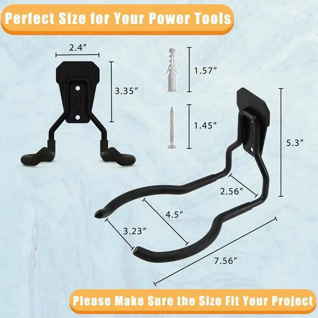 Alt view image 2 of 6 - Power Tool Hanger, Garage Wall Hooks, Utility Hooks for Garage Tool Organizers and Storage (4 Pack), WEH01