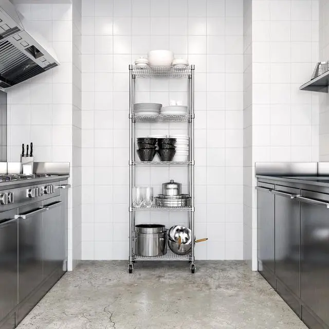 Alt view image 3 of 6 - UltraDurable 5-Tier NSF Steel Wire Shelving, 24"W x 18"D x 75"H