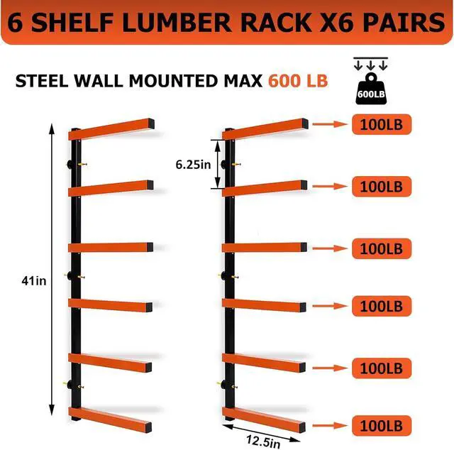 Alt view image 2 of 7 - ECOTRIC 6 Pair of 6 Levels Shelf Lumber Rack Lumber Storage Rack Lumber
