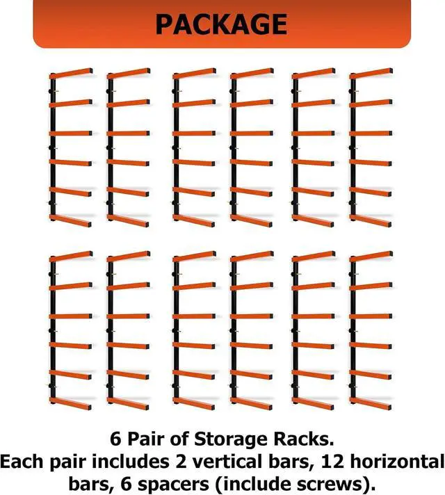 Alt view image 7 of 7 - ECOTRIC 6 Pair of 6 Levels Shelf Lumber Rack Lumber Storage Rack Lumber