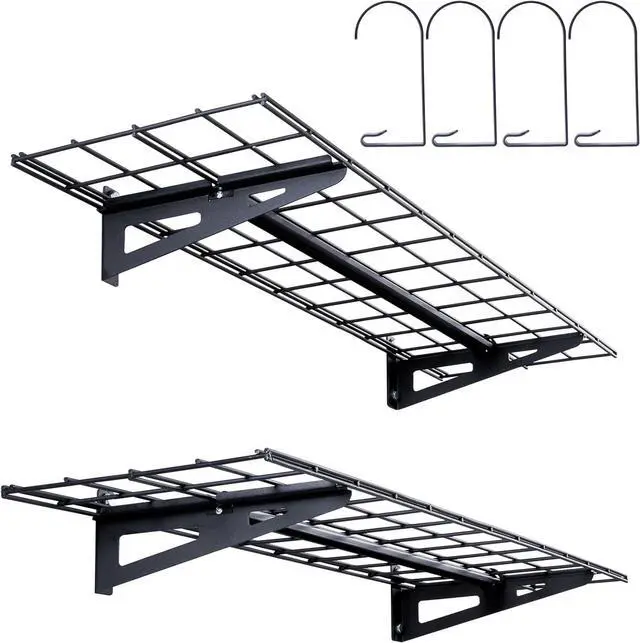 Main image of VEVOR Garage Shelving Wall Mounted, 1 x 4 ft Heavy Duty Shelves, 400 lbs Load Capacity Storage Rack Floating 2 Pack, Suitable for Shop, Shed, Storage, Black (LL1248)