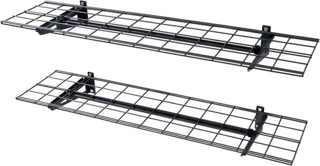 Alt view image 6 of 7 - VEVOR Garage Shelving Wall Mounted, 1 x 4 ft Heavy Duty Shelves, 400 lbs Load Capacity Storage Rack Floating 2 Pack, Suitable for Shop, Shed, Storage, Black (LL1248)