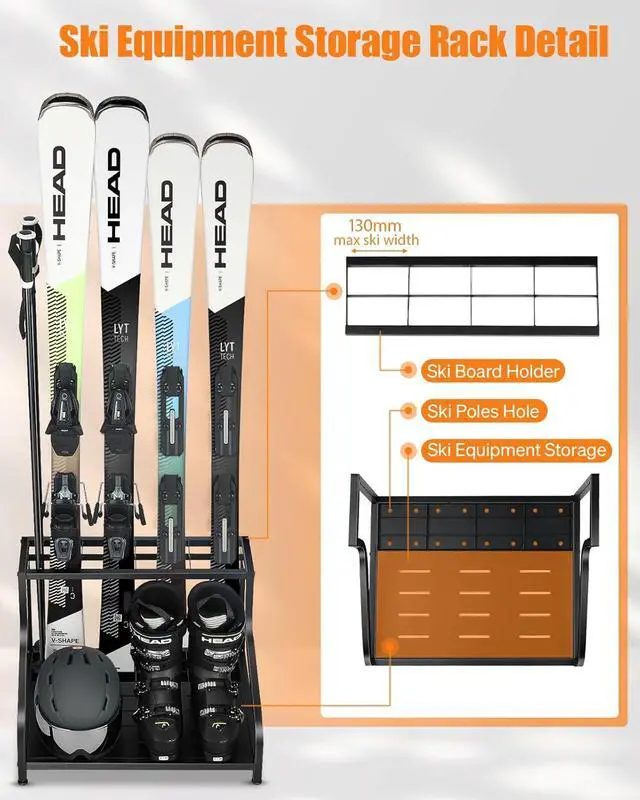 Alt view image 2 of 6 - FHXZH Ski Storage Rack for Garage - Freestanding Ski Holders