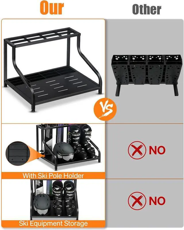 Alt view image 3 of 6 - FHXZH Ski Storage Rack for Garage - Freestanding Ski Holders