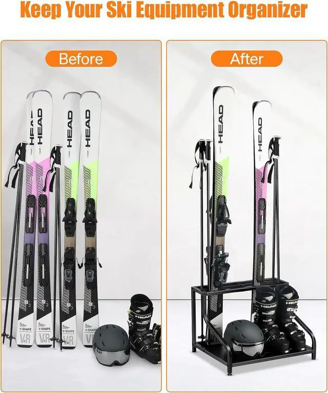 Alt view image 4 of 6 - FHXZH Ski Storage Rack for Garage - Freestanding Ski Holders