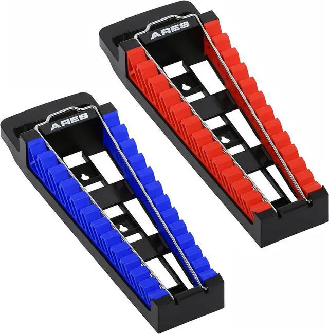 Main image of ARES 62043 2-Pc Wrench Holder Rack Set - SAE & Metric, Locking Bar