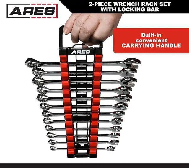 Alt view image 6 of 7 - ARES 62043 2-Pc Wrench Holder Rack Set - SAE & Metric, Locking Bar