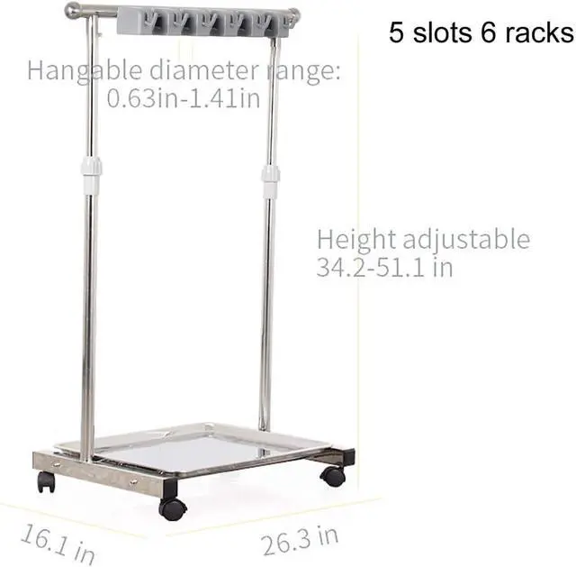 Alt view image 4 of 5 - movable mop broom holder put wet mops floor standing cleaning tool rack stainless for schools, hospitals, factories, hotels, restaurant, etc.