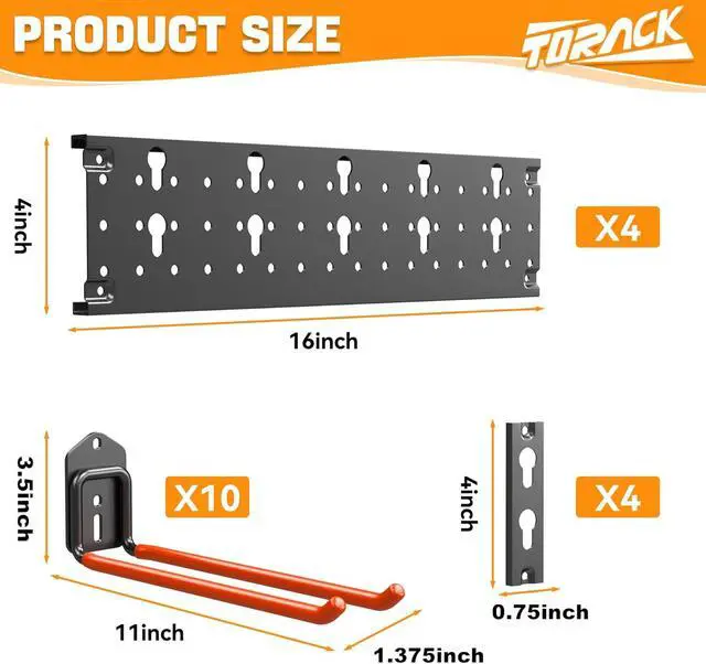 Alt view image 3 of 7 - TORACK Garden Tool Organizer Wall Mount, Garage Folding Chair Storage Rack