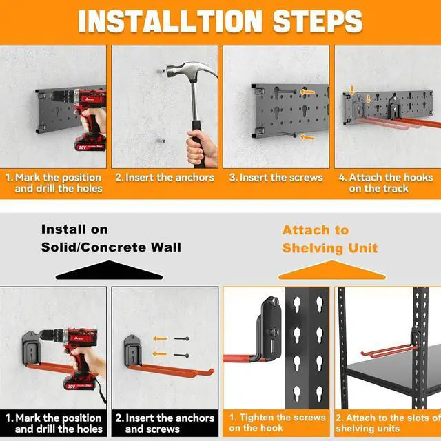 Alt view image 5 of 7 - TORACK Garden Tool Organizer Wall Mount, Garage Folding Chair Storage Rack