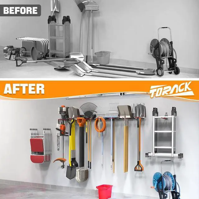 Alt view image 7 of 7 - TORACK Garden Tool Organizer Wall Mount, Garage Folding Chair Storage Rack