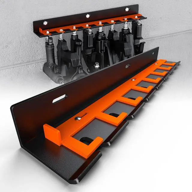 Main image of Air Tool Holder, Air Tool Rack for Garage Walls and Tool Cart Storage OrganizerWall Mounted Lockable Pneumatic Tool Hanger for Air Compressor Tools, Pneumatic Nail Gun, Black-8 Slots