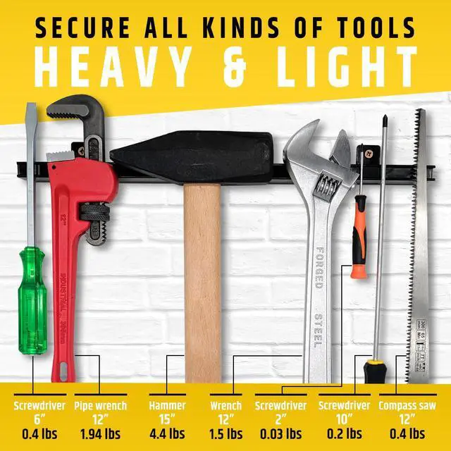Alt view image 5 of 7 - HMmagnets 17" Heavy-Duty Magnetic Tool Holder (Upgraded Version) - Extremely Powerful Magnetic Pull Force to Hold Heavy Tools - Professional Space-Saving Magnetic Bar - Tool Organizer Rack/Strip