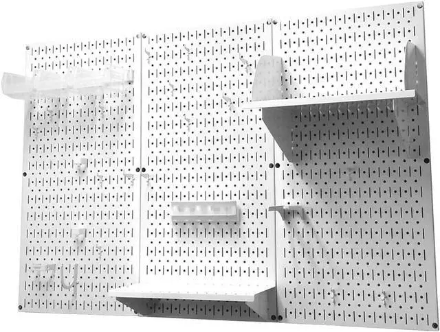 Alt view image 2 of 5 - Wall Control Pegboard Organizer 4 ft. Metal Pegboard Standard Tool Storage Kit with White Toolboard and White Accessories