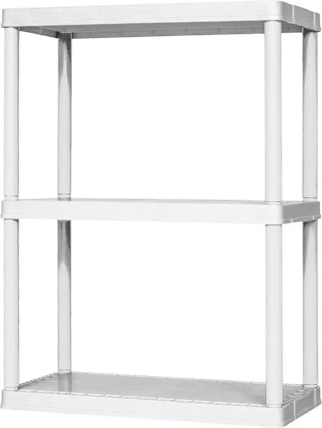 Main image of Gracious Living 3 Shelf Fixed Height Solid Light Duty Storage Unit 24 x 12 x 33" Organizer System for Home, Garage, Basement, and Laundry, White