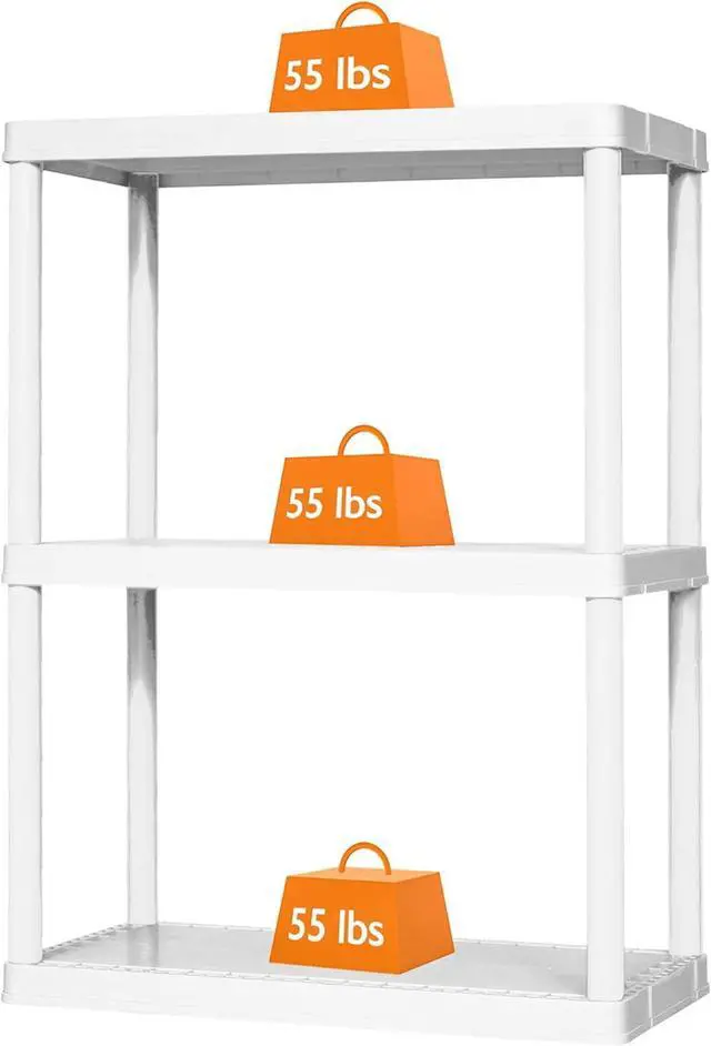 Alt view image 6 of 7 - Gracious Living 3 Shelf Fixed Height Solid Light Duty Storage Unit 24 x 12 x 33" Organizer System for Home, Garage, Basement, and Laundry, White