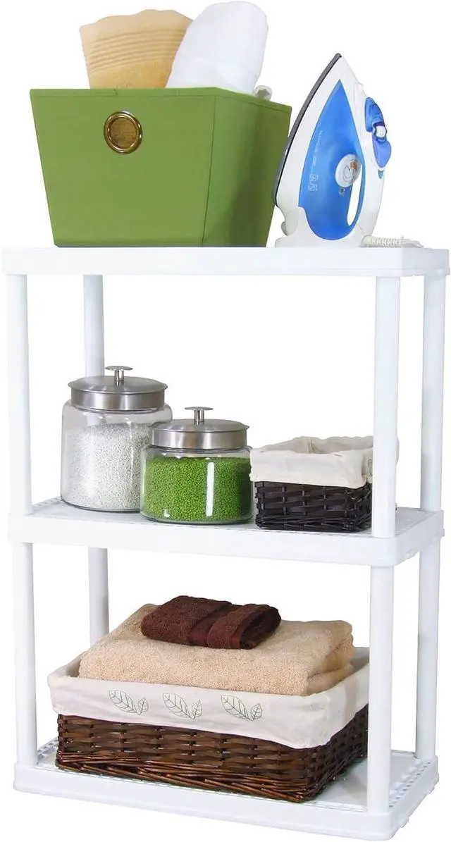 Alt view image 7 of 7 - Gracious Living 3 Shelf Fixed Height Solid Light Duty Storage Unit 24 x 12 x 33" Organizer System for Home, Garage, Basement, and Laundry, White