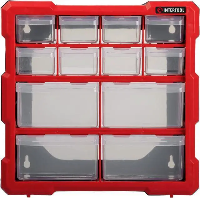 Alt view image 4 of 5 - INTERTOOL Small Parts Organizer - 12 Removeable Bin Drawers - Tool Box for Storing Hardware and Garage Organization - For Screws, Bolts, Legos, Arts and Crafts - 10 x 10 x 6 - BX08-4024