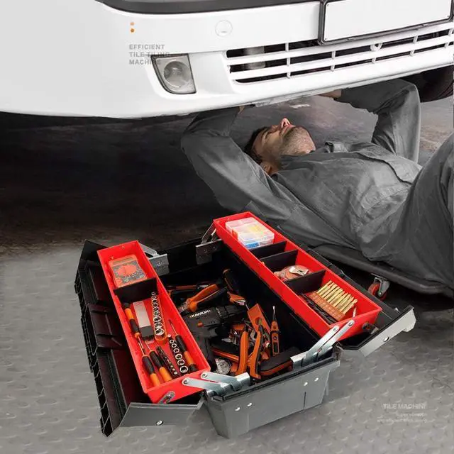 Alt view image 6 of 6 - WEWLINE Tool Box Organizer 18.5" Tool Storage with Adjustable Compartment Portable Toolbox with Handle Perfect for Home Office Garge