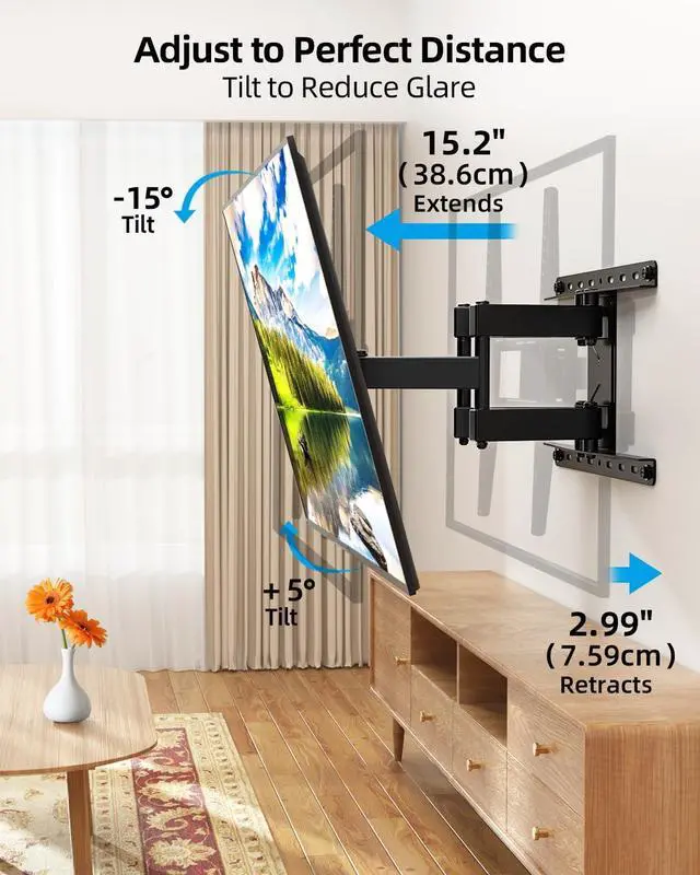 Alt view image 7 of 7 - HOME VISION Full Motion TV Mount Soundbar Bundle for 26-70" TVs, 132 lbs