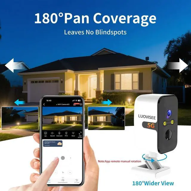 Alt view image 3 of 7 - Security Cameras Wireless Outdoor, 2.4G/5G WIFI Magnetic Battery Powered Indoor Cameras for Home Security with Motion Detection,Spotlight Color Night Vision,PIR Siren,SD/Cloud Storage,Work With Alexa.