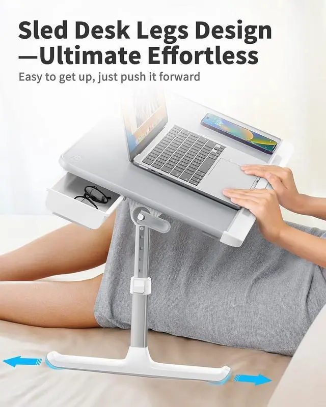 Alt view image 5 of 6 - SAIJI Laptop Bed Tray Table - Adjustable Lap Desk for Couch (Gray)
