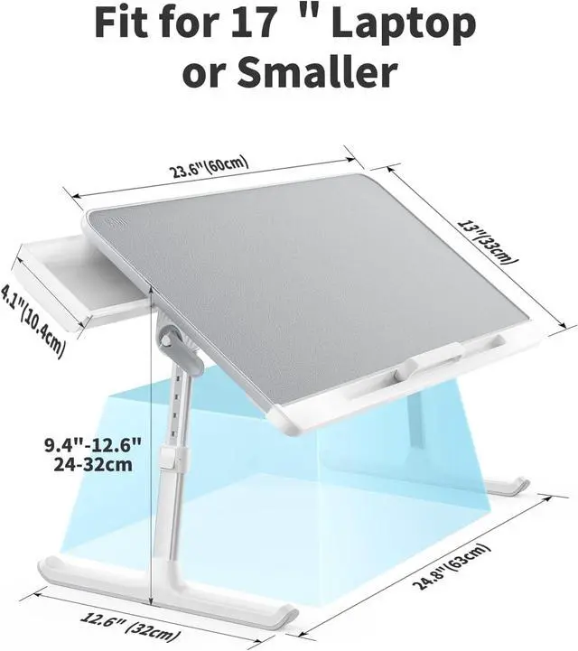 Alt view image 6 of 6 - SAIJI Laptop Bed Tray Table - Adjustable Lap Desk for Couch (Gray)