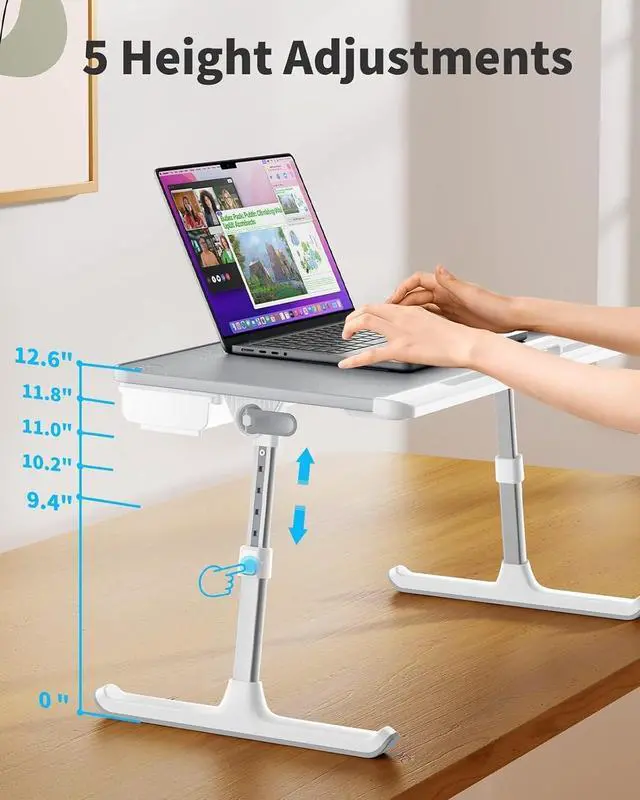 Alt view image 4 of 6 - SAIJI Laptop Bed Tray Table - Adjustable Lap Desk for Couch (Gray)