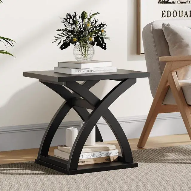 Main image of ChooChoo Side Table,Modern End Table with Storage Shelf, X-Design