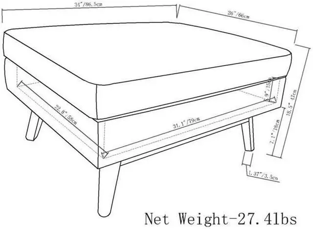 Alt view image 3 of 6 - SIMPLIHOME Owen 34" Wide Woven Fabric Lift Top Ottoman in Cloud Grey