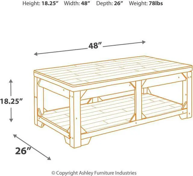 Alt view image 3 of 6 - Signature Design by Ashley Fregine Farmhouse Rectangular Lift Top Coffee Table with Floor Shelf, Whitewash with Weathered Finish