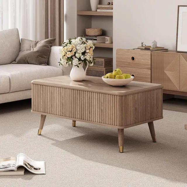 Alt view image 7 of 7 - JOINICE 38" Lift Top Coffee Table with Storage for Living Room,Oak