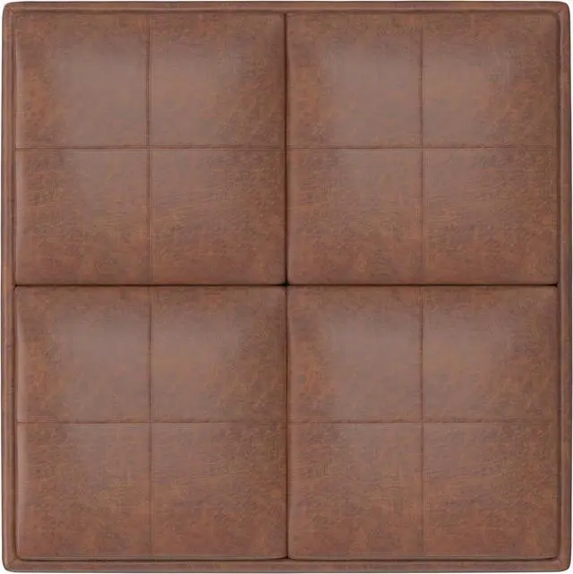 Alt view image 5 of 7 - SIMPLIHOME Avalon 35" Wide Vegan Leather Storage Ottoman in Umber Brown