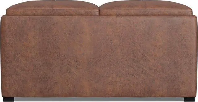 Alt view image 6 of 7 - SIMPLIHOME Avalon 35" Wide Vegan Leather Storage Ottoman in Umber Brown