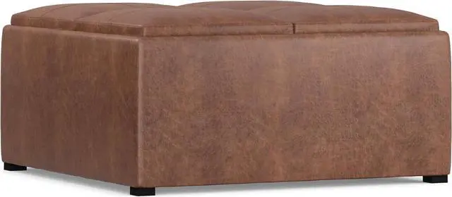 Alt view image 7 of 7 - SIMPLIHOME Avalon 35" Wide Vegan Leather Storage Ottoman in Umber Brown