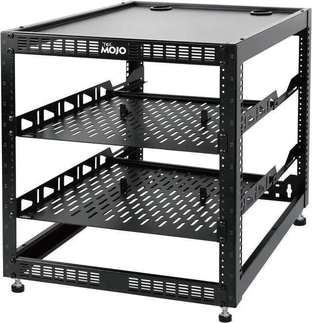Main image of Tecmojo 12U Open Frame Network Rack for IT & AV Gear, AV Rack Floor Standing or Wall Mounted,with 2 PCS 1U Rack Shelves & Mounting Hardware,Network Rack for 19" Networking,Audio and Video Device
