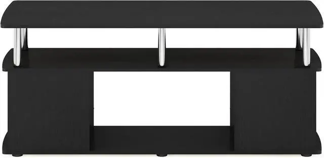 Alt view image 5 of 6 - Furinno Jaya TV Stand, 3-Tier Entertainment Center with Open Shelf, TV Console for TV up to 50 Inch with Side Storage Compartments, for Living Room, Bedroom, Americano/Stainless Steel