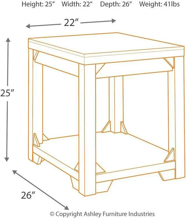 Alt view image 3 of 7 - Signature Design by Ashley Fregine Farmhouse Rectangular End Table with Lower Open Shelf, Triangle Bracket Accents, Wood, 25.25" High, Weathered White
