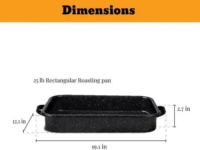 Alt view image 3 of 6 - Granite Ware Open Roasting Pan with Flat Rack (Speckled Black) - Accommodates up to 25 lb poultry or roast.