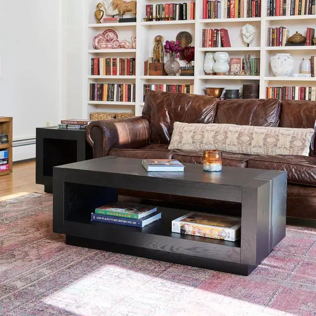 Alt view image 7 of 7 - Maven Lane Artemis Coffee Table with Storage, Black Solid Wood, 18"