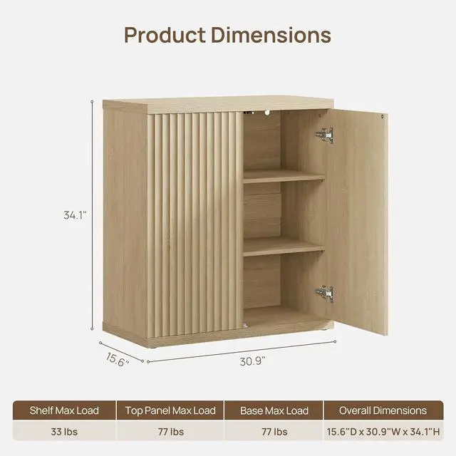 Alt view image 3 of 7 - SICOTAS Buffet Cabinet with Storage Sideboard Cabinet with Doors & Shelves
